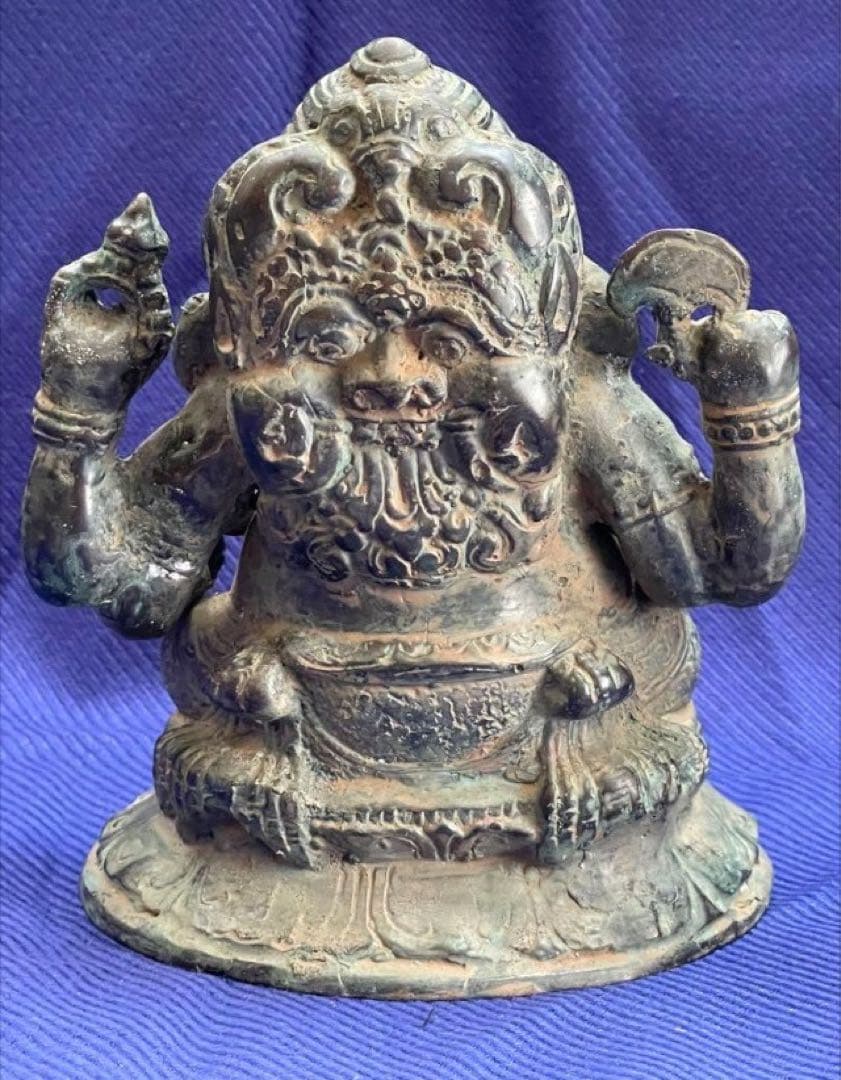 ガネーシャ像　☆風水置物　ブロンズ　真鍮　アンティーク 守り神