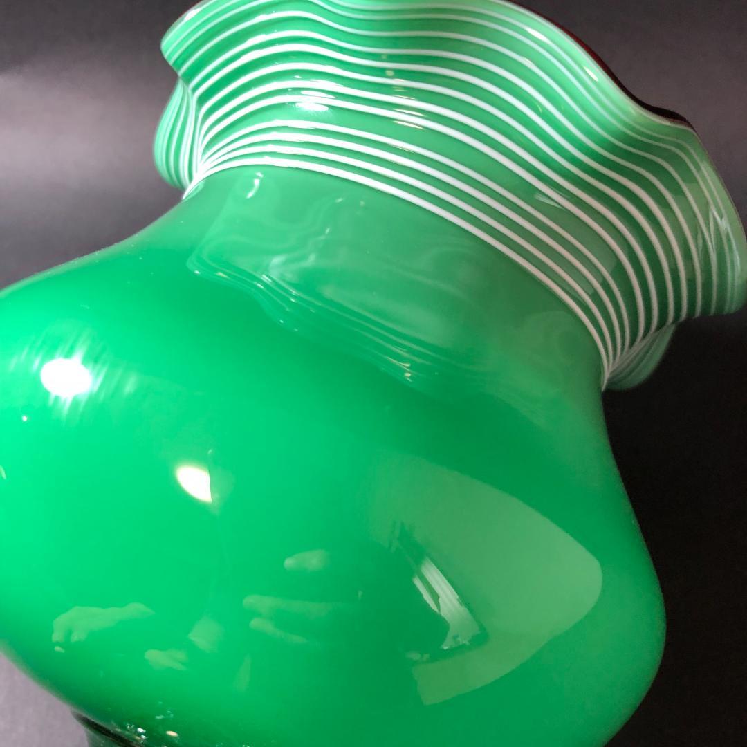 レトロガラス　三色ガラス　コンポート　フリルガラス　脚付きコンポート