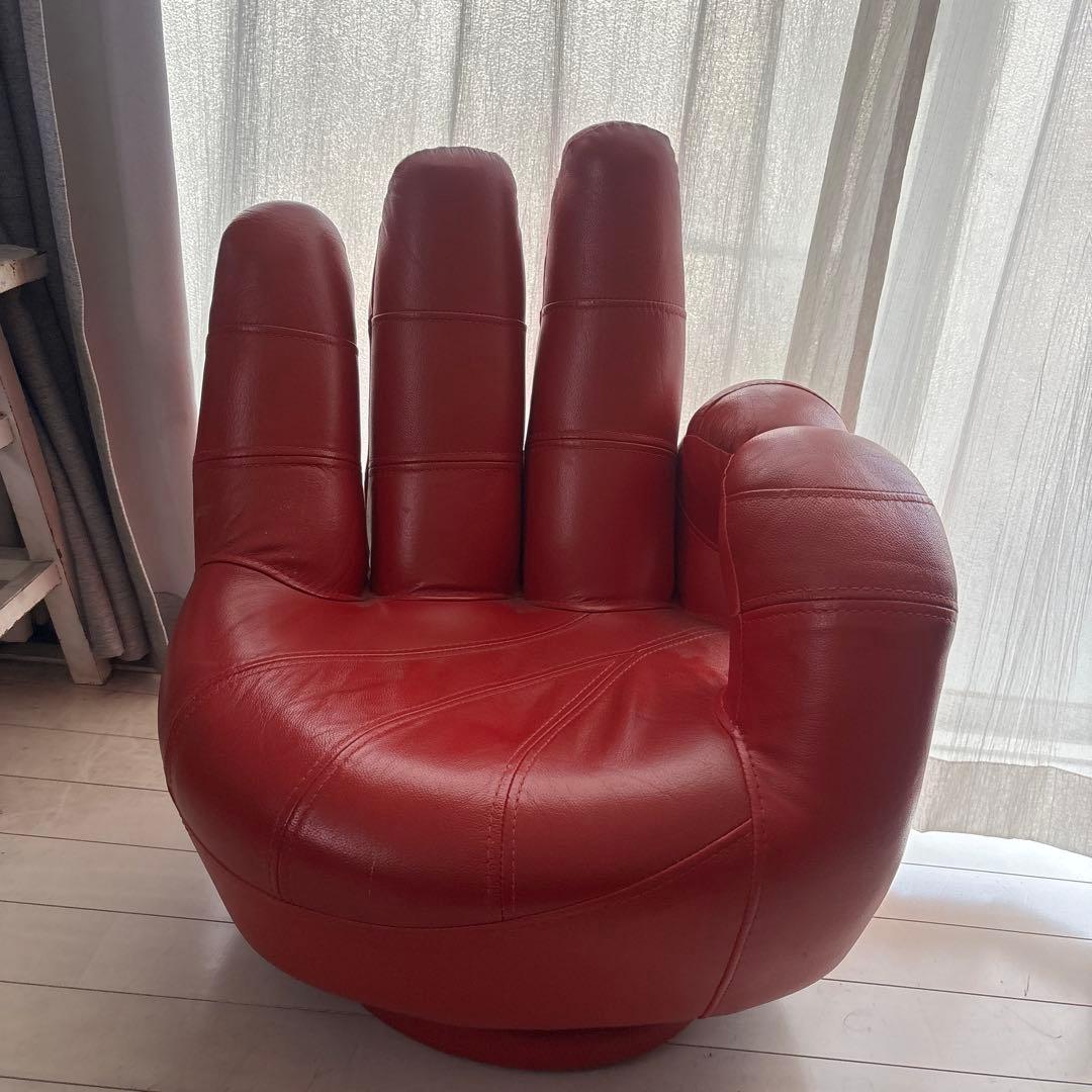 フィンガーソファ　赤革　インテリア