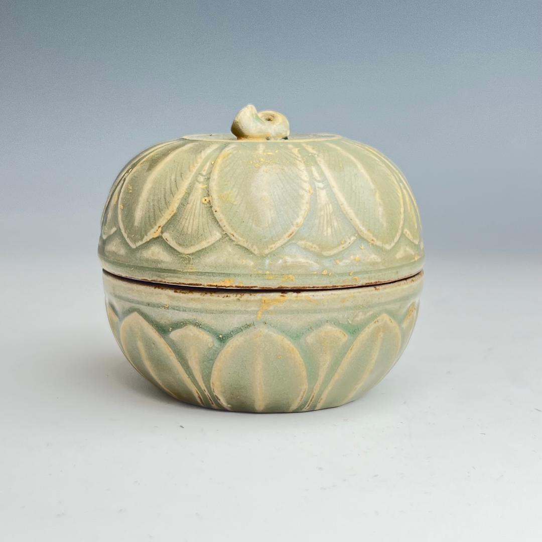 耀州窯 陰刻青磁蓋腕 合子 北宋時代 古玩 中国美術 唐物 擺件 311b