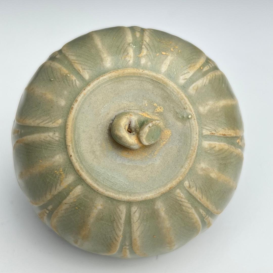 耀州窯 陰刻青磁蓋腕 合子 北宋時代 古玩 中国美術 唐物 擺件 311b