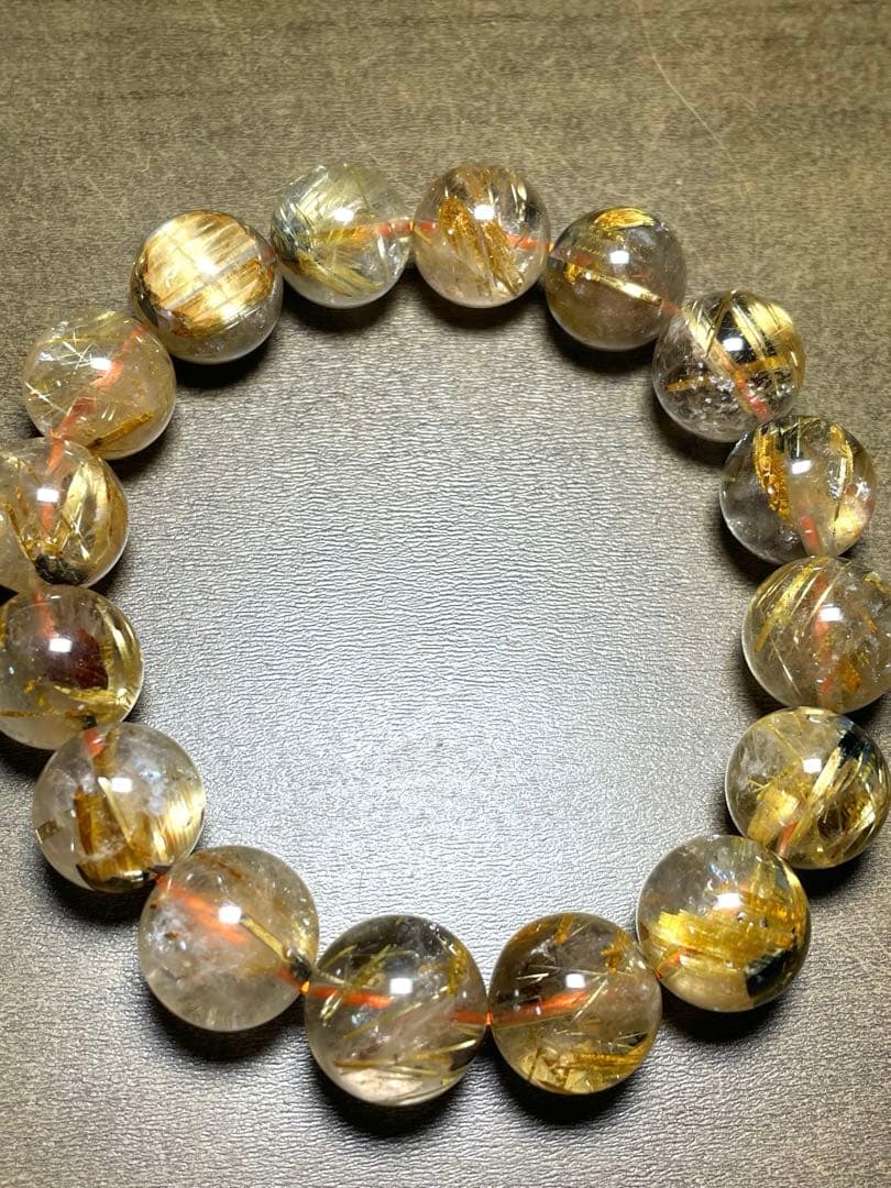 【新入荷】太陽放射タイチンルチルブレス大玉13㎜（新品未使用）高品質！ 金運最強