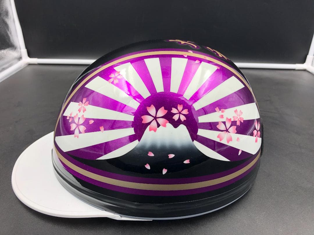 コルク半　カスタム　富士日章　三つボタン　ブラックホワイトパープルラメ　桜