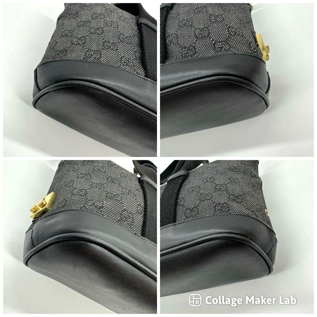 【未使用級】グッチ ハンドバッグ GG キャンバス ブラック ゴールド金具