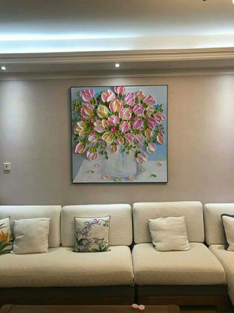 花 廊下壁画 純粋な手描きの絵画  応接間掛画 玄関飾り