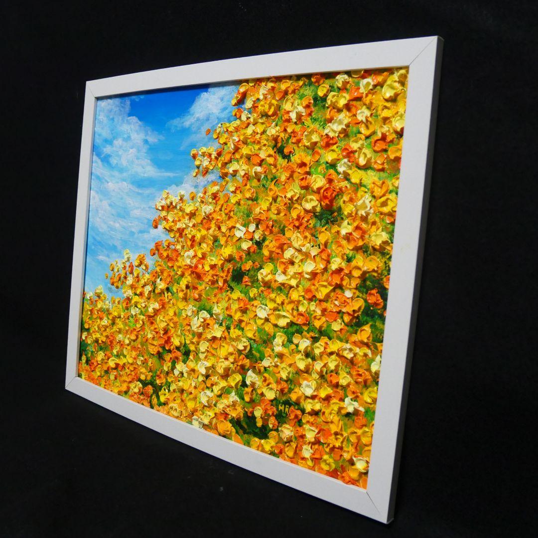 油絵 油彩 油彩画 絵 絵画　【ミモザ青空】