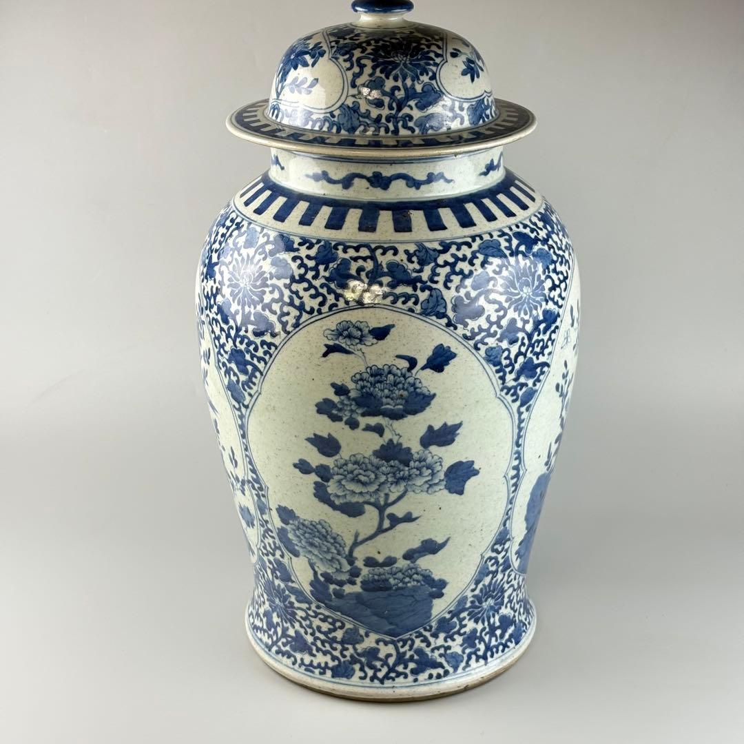 中国染付 花瓶 壺 高さ約50cm