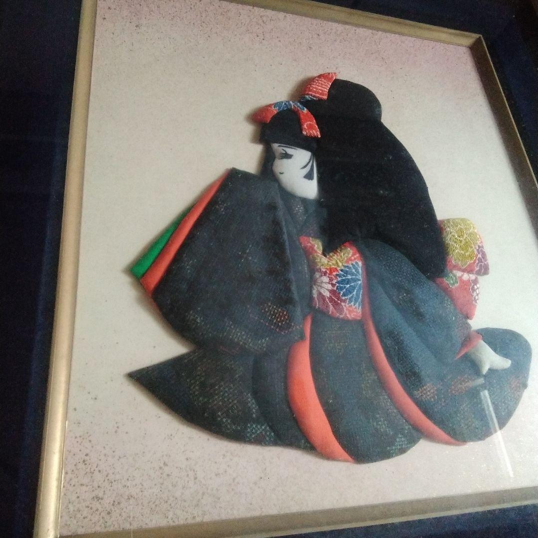 (２セット)額縁入りhandmaid紬着物着けた人形(新品未使用)