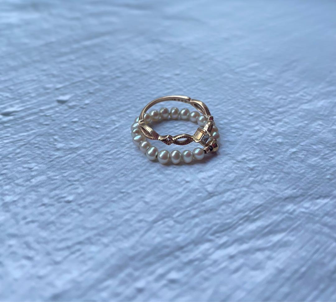 アガット2005年クリスマスリングセット　agete 10k淡水パール　7号