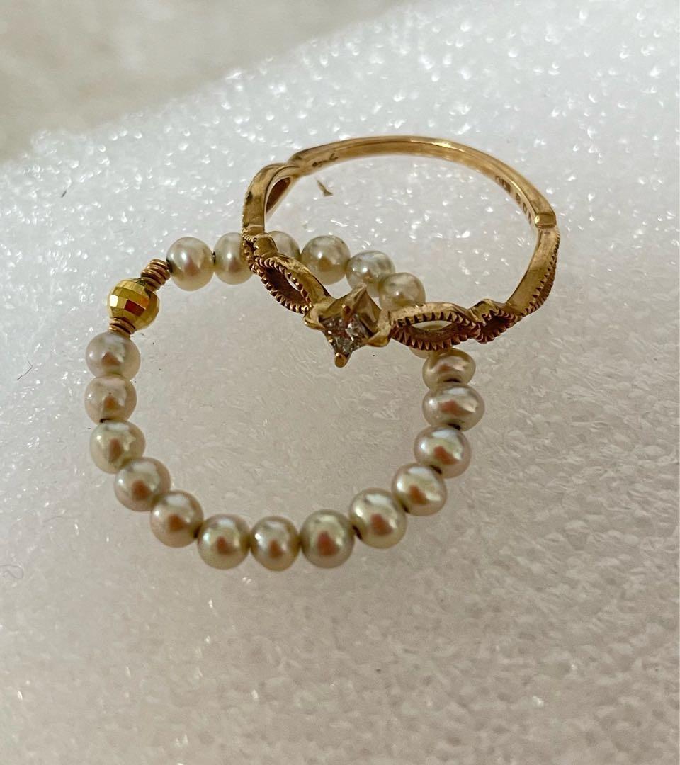 アガット2005年クリスマスリングセット　agete 10k淡水パール　7号