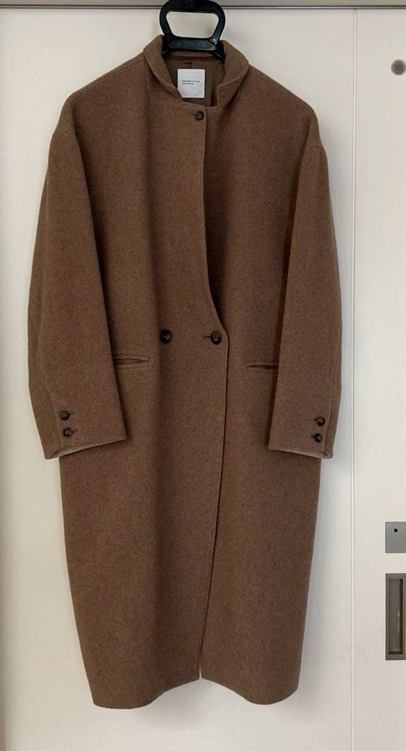 北欧暮らしの道具店　3WAYアレンジ襟のかろやかチェスターコート　ブラウン