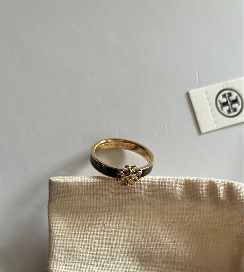 『極美品』『期間限定値下げ』TORY BURCH キラ エナメル リング 黒 金