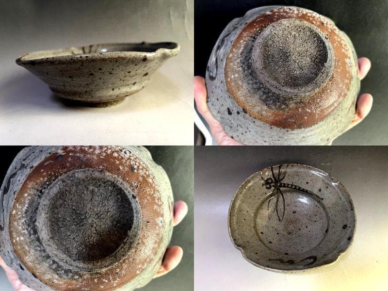 皿■絵唐津 蜻蛉図 古皿 あて皿 酒器 とんぼ絵 古美術 時代物 骨董品■