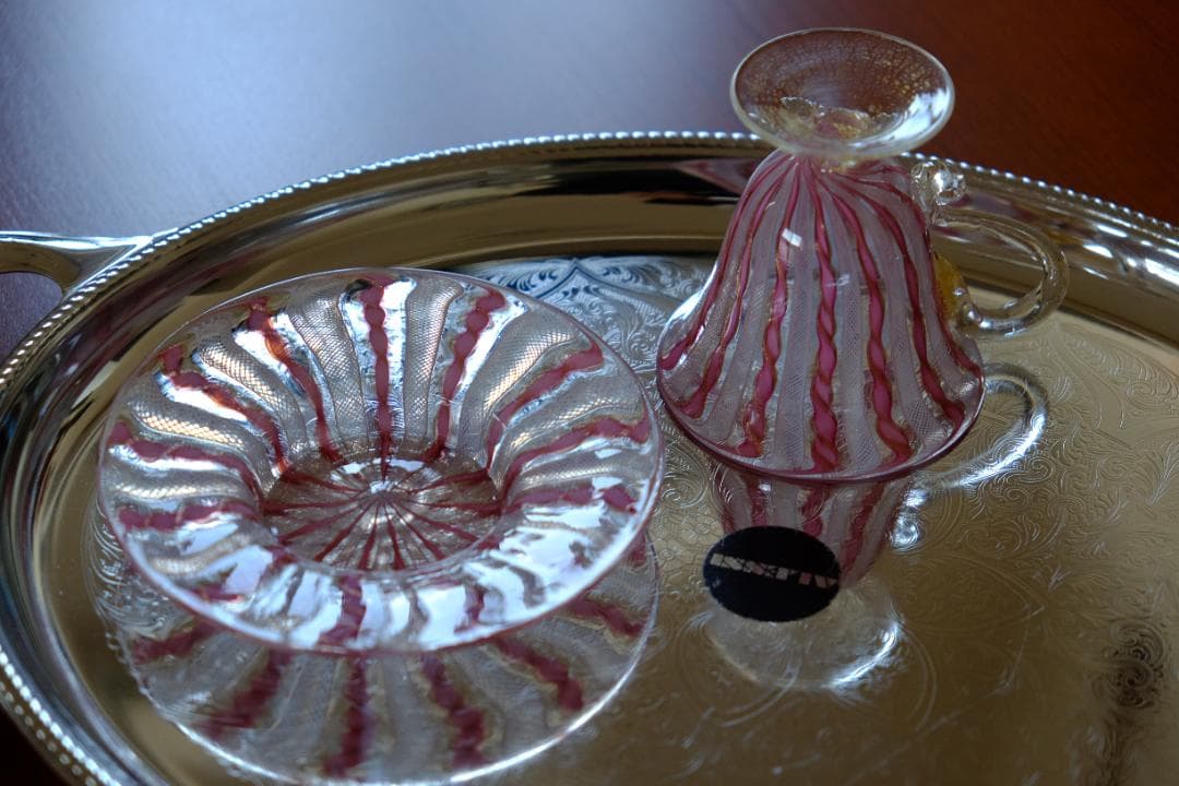 手吹きガラス カップ＆ソーサー レース 舩木倭帆/黒木国昭/藤田喬平/江波冨士子