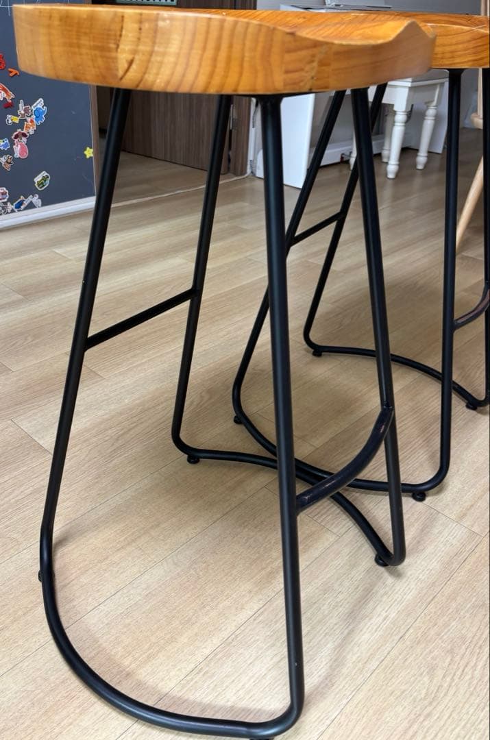 木製 鉄製 バーチェア バースツール　2脚セット