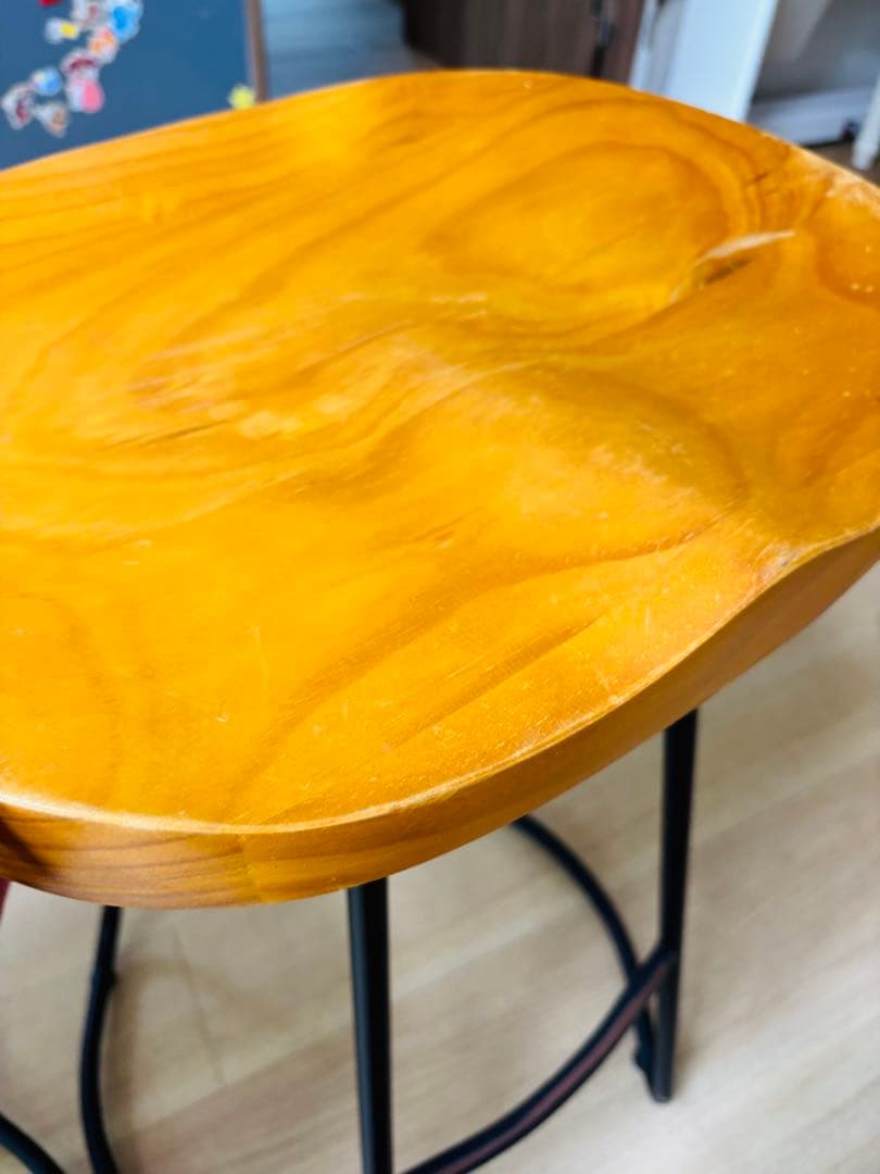 木製 鉄製 バーチェア バースツール　2脚セット