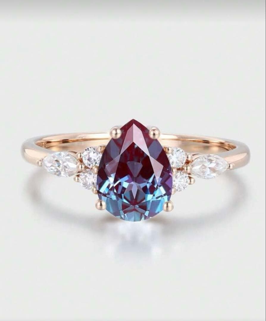 12号くらい パープルサファイア 青と紫が混じった綺麗な宝石 18Kモアサナイト