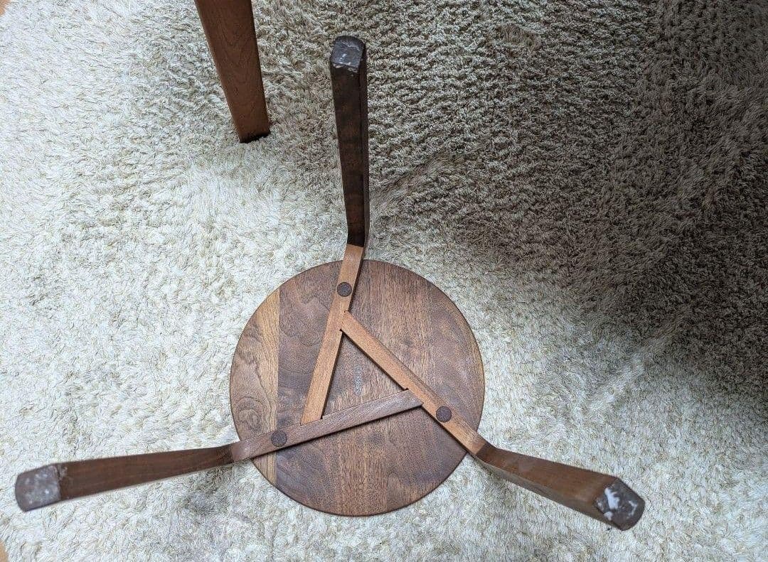 椅子 スツール 丸イス 木製 無垢 ウォルナット 三足　一脚