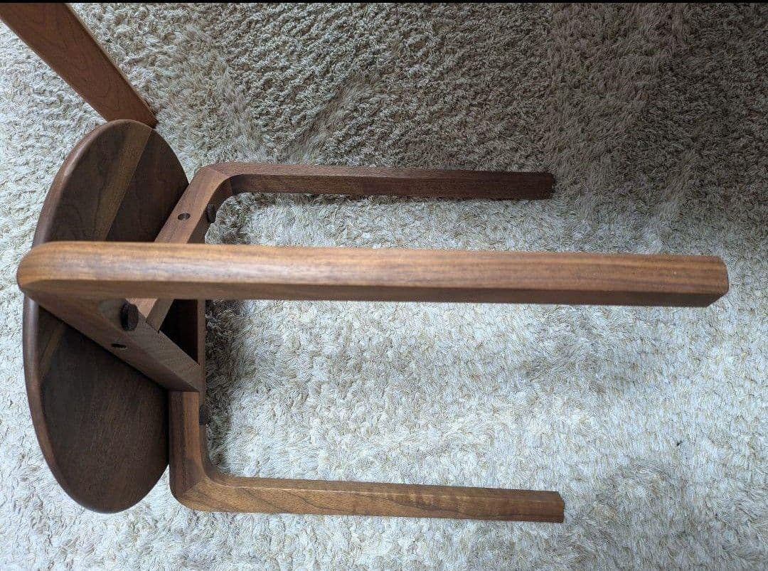 椅子 スツール 丸イス 木製 無垢 ウォルナット 三足　一脚