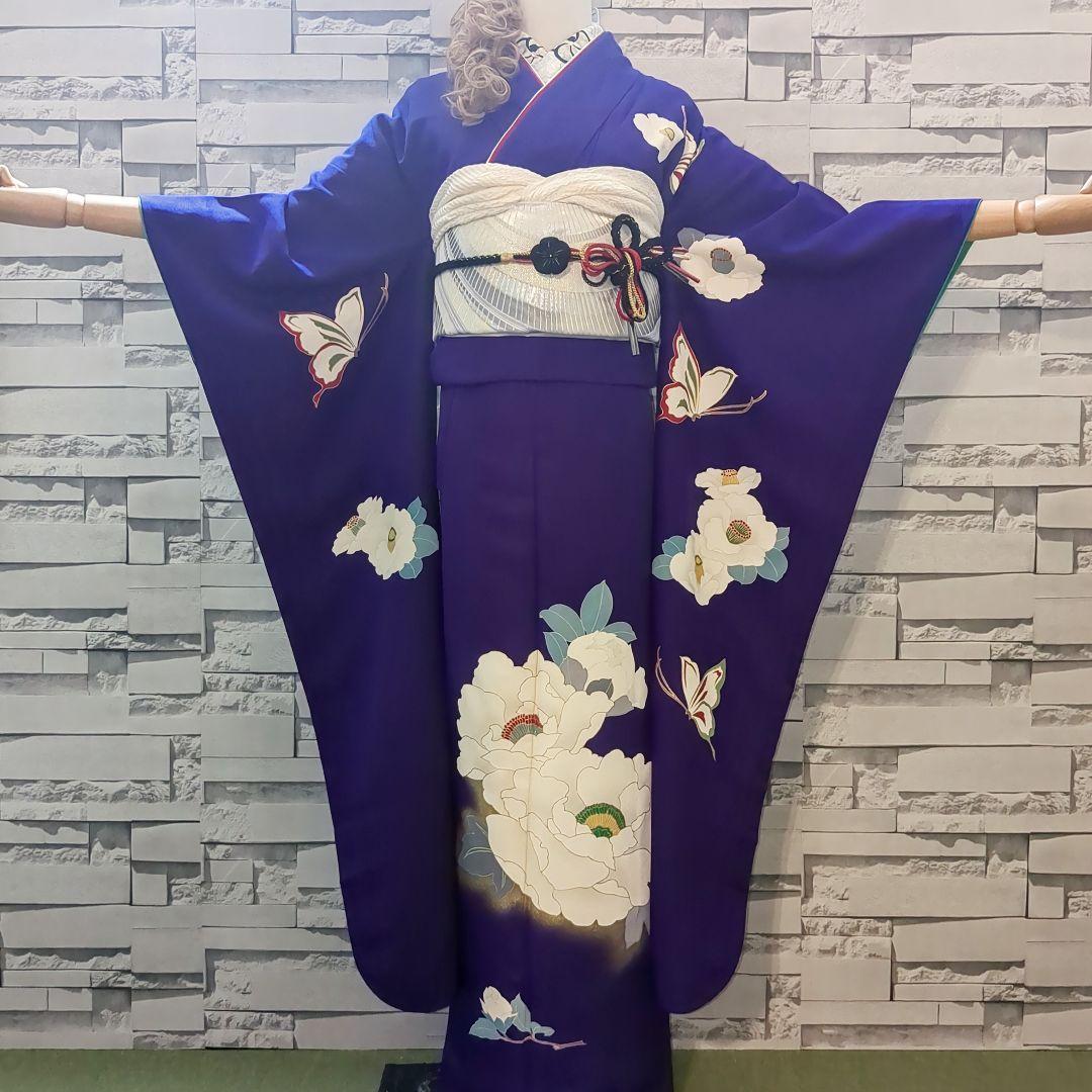 振袖 帯 帯締め帯揚げ 衿 花蝶文 金彩 振袖セット 振袖フルセット 紫 59