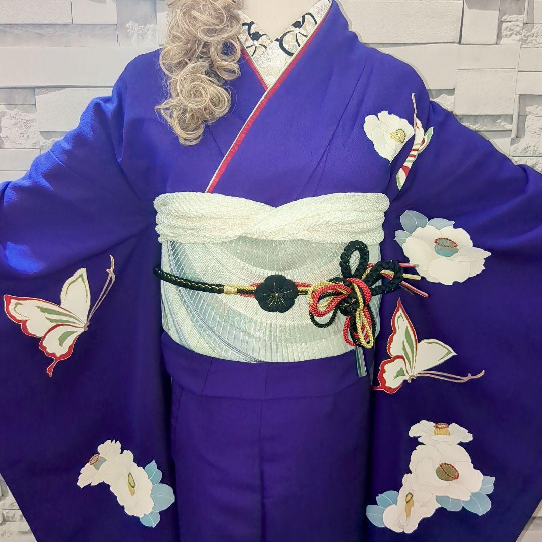 振袖 帯 帯締め帯揚げ 衿 花蝶文 金彩 振袖セット 振袖フルセット 紫 59