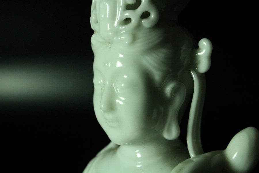 仏教美術 白高麗法隆寺形観音 共箱(K-LC864)