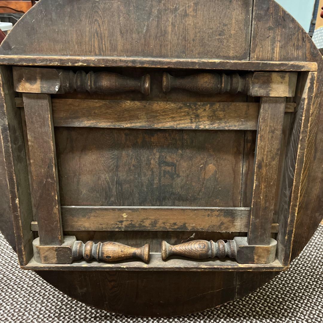 古道具　昭和レトロ　ちゃぶ台　木製円形座卓 直径約79cm