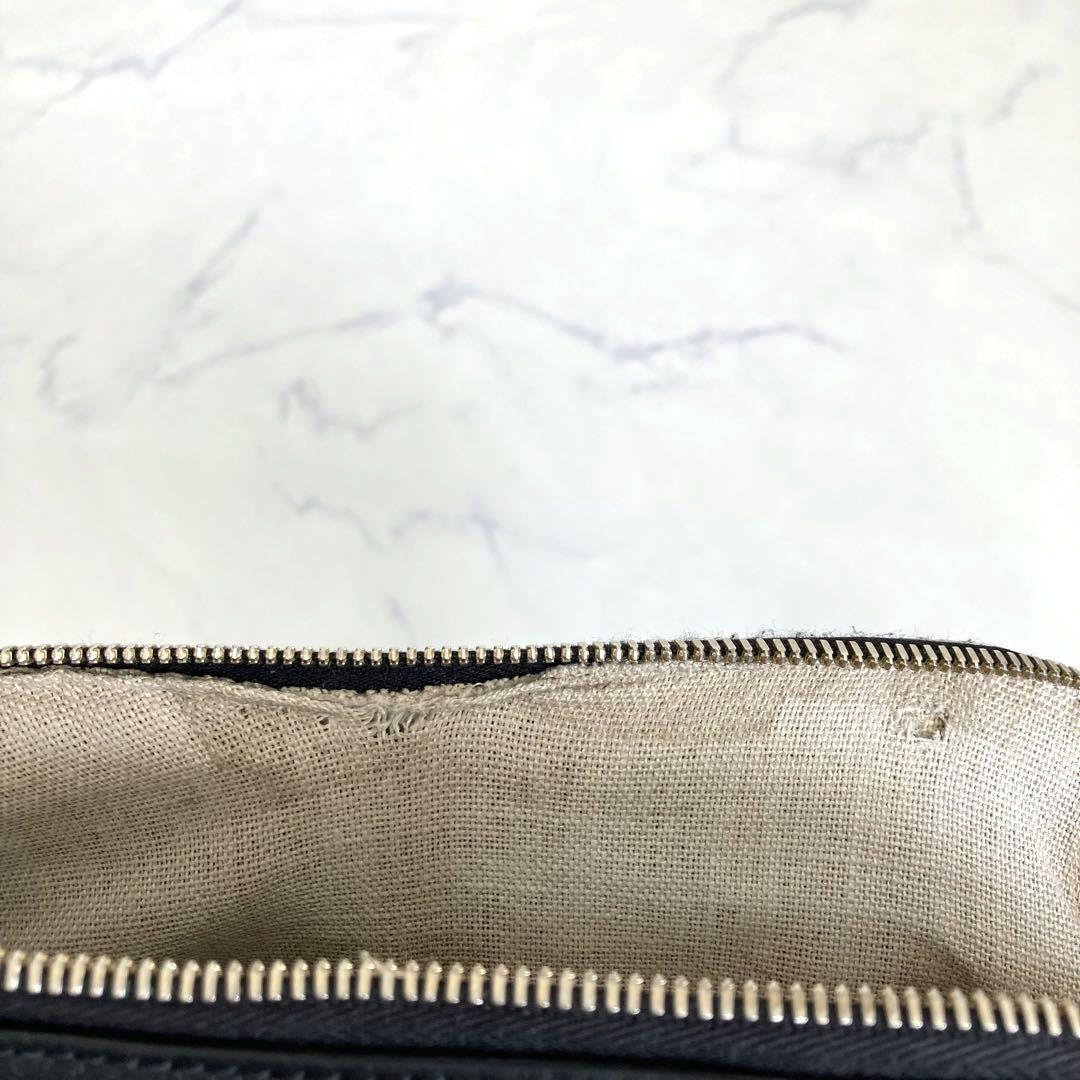 GUCCI マイクロシマ ハンドバッグ レザー ロゴ GG トート ブラック