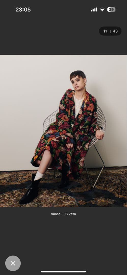 manana suerte ゴブラン織 花柄 チェスターコート