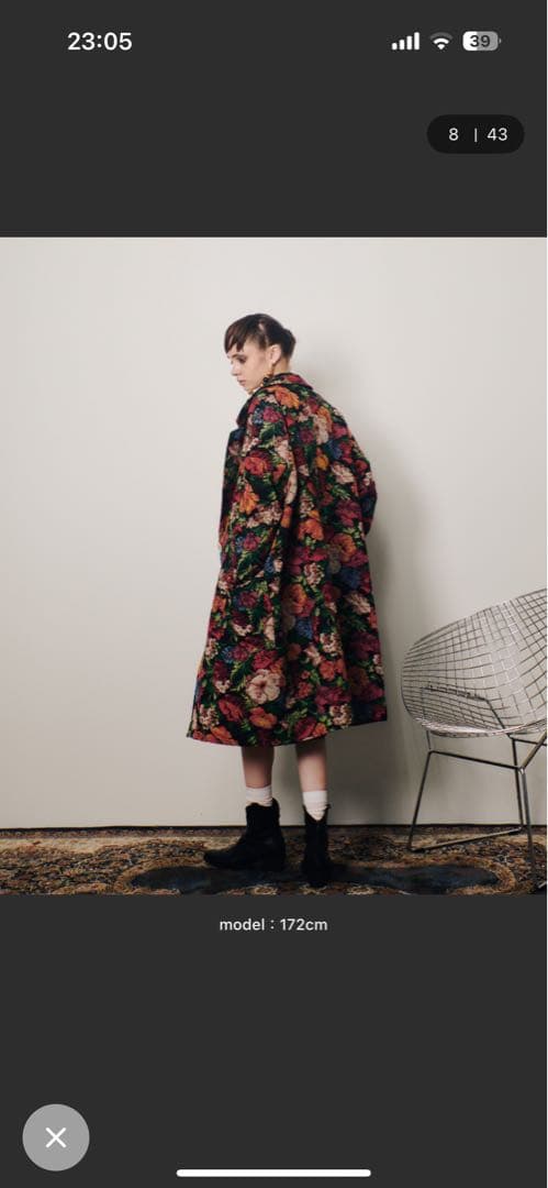 manana suerte ゴブラン織 花柄 チェスターコート