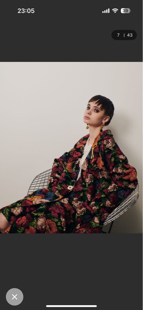 manana suerte ゴブラン織 花柄 チェスターコート