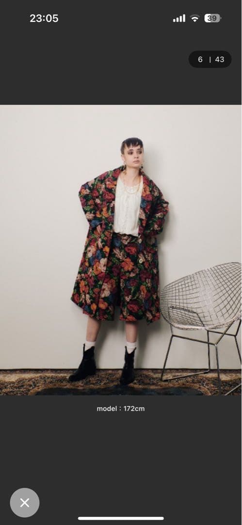 manana suerte ゴブラン織 花柄 チェスターコート