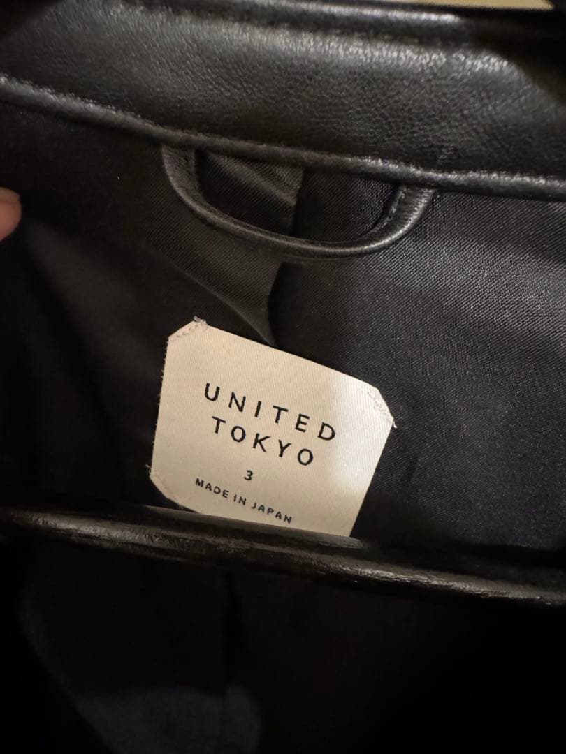 UNITED TOKYO 黒 ライダース ラムレザーシングルジャケット サイズ3