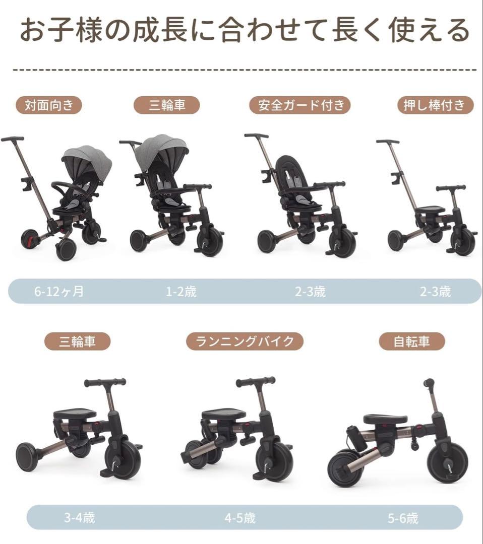 【最終価格】子供用三輪車 乗用玩具 1歳-3歳 折りたたみカバー 手押し棒付き