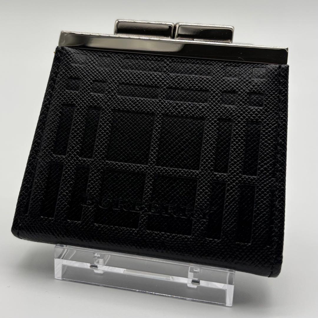 未使用級　バーバリー　ケース　がま口　型押し　ノバチェック