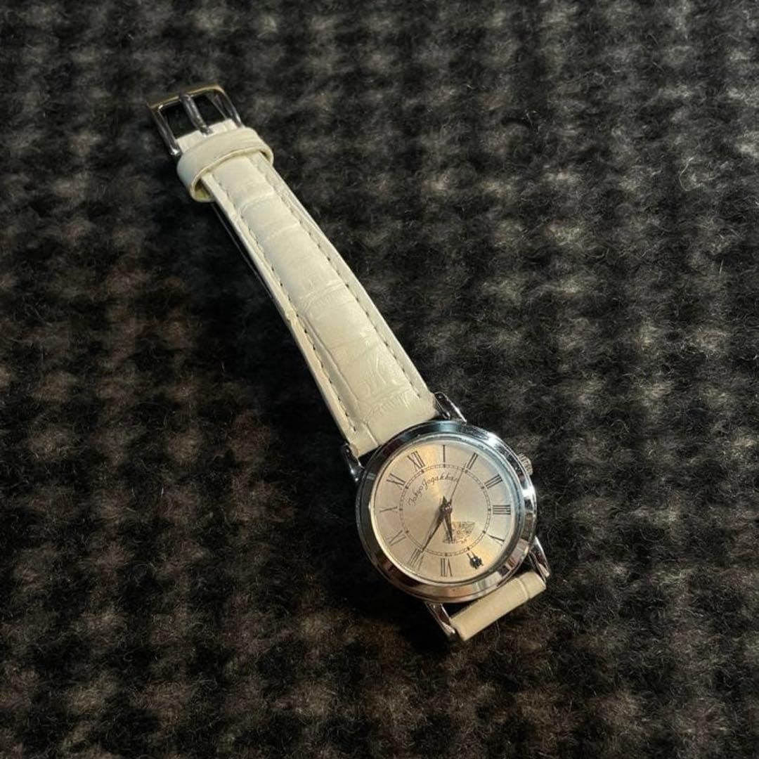 東京女学館tjkホワイトレザー バンド 時計校章入り