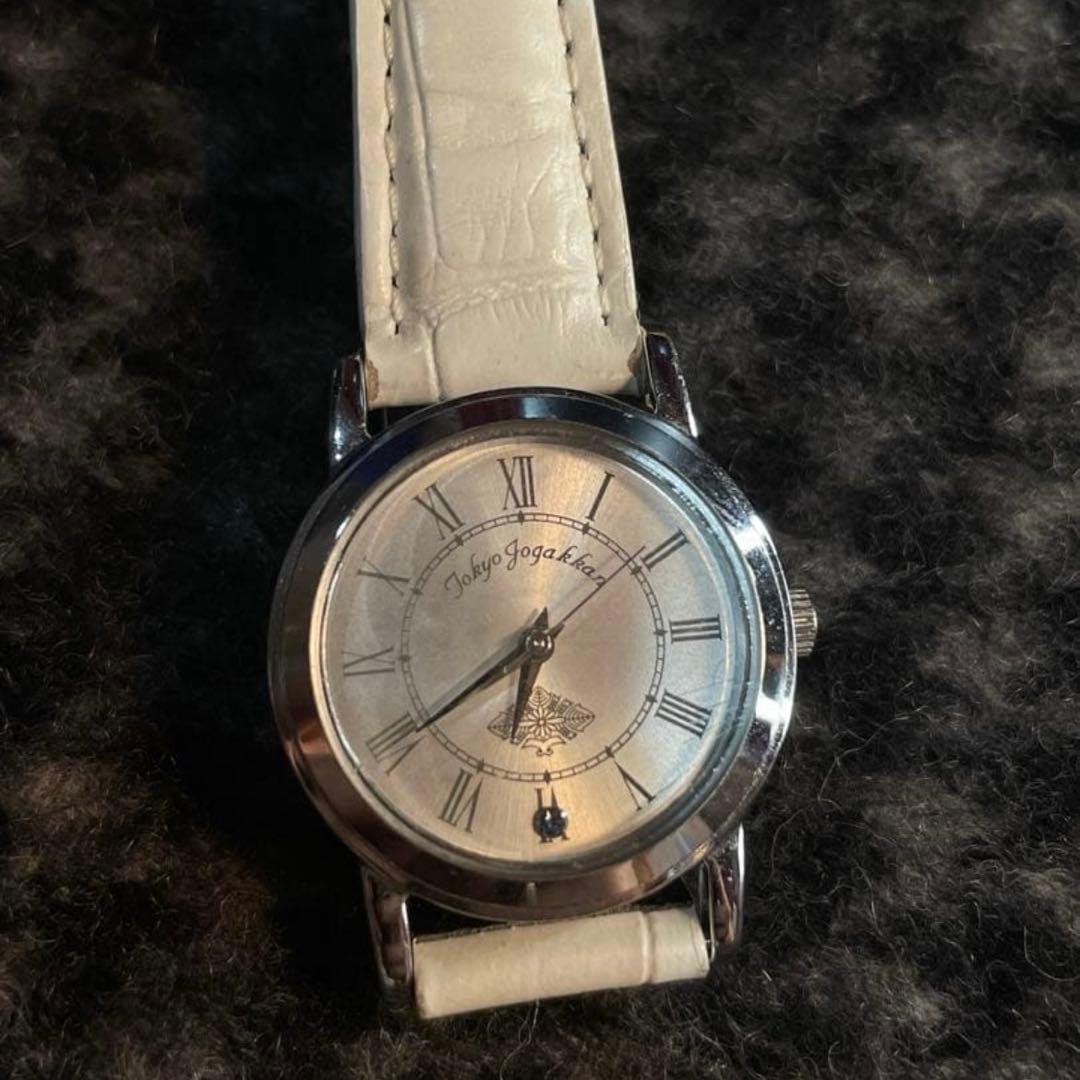 東京女学館tjkホワイトレザー バンド 時計校章入り