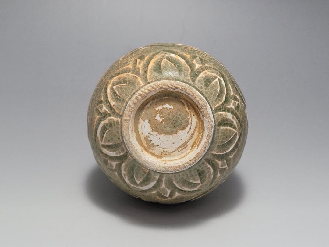 耀州窯 陰刻花紋 宋元時代 時代唐物 高さ約11.4cm