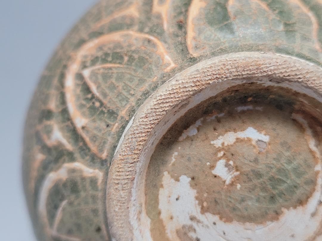 耀州窯 陰刻花紋 宋元時代 時代唐物 高さ約11.4cm