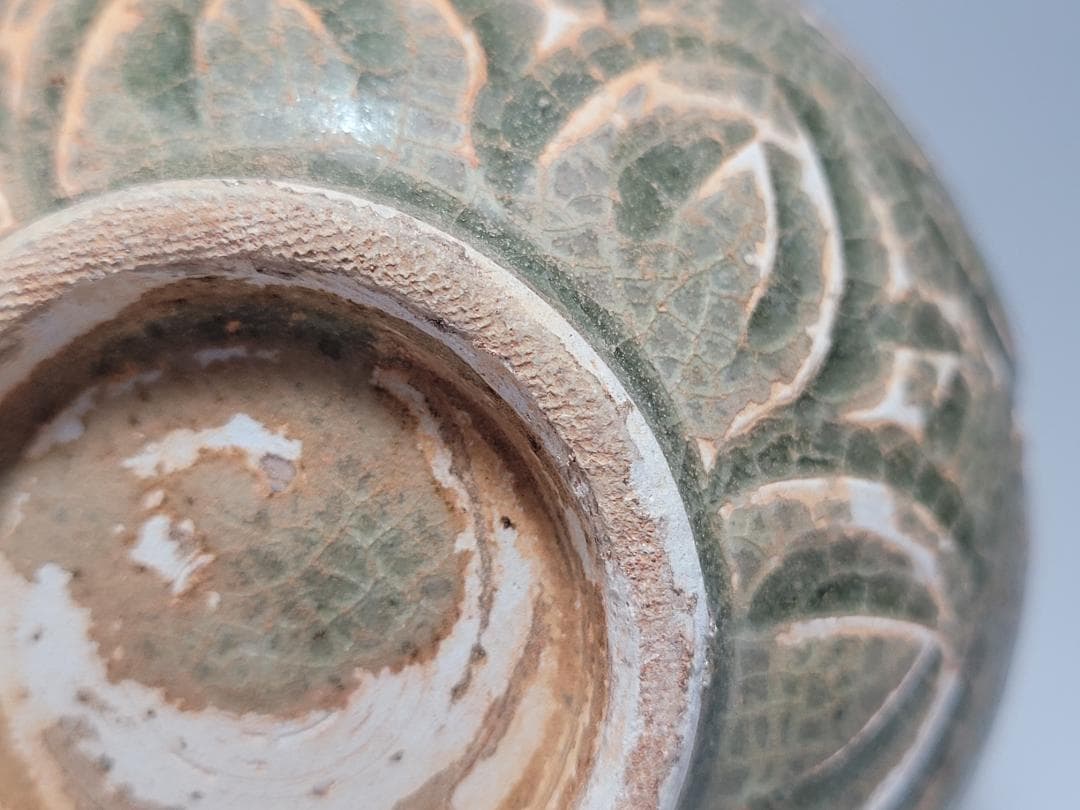 耀州窯 陰刻花紋 宋元時代 時代唐物 高さ約11.4cm