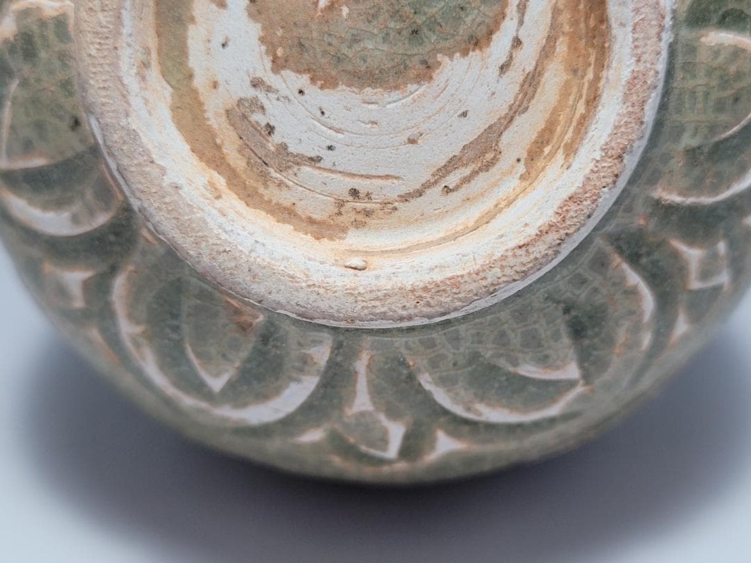 耀州窯 陰刻花紋 宋元時代 時代唐物 高さ約11.4cm