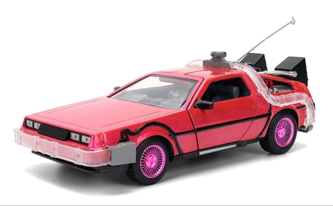 限定★¨̮ピンクpink slipsデロリアン フィギュア ミニカーLED光る★¨̮