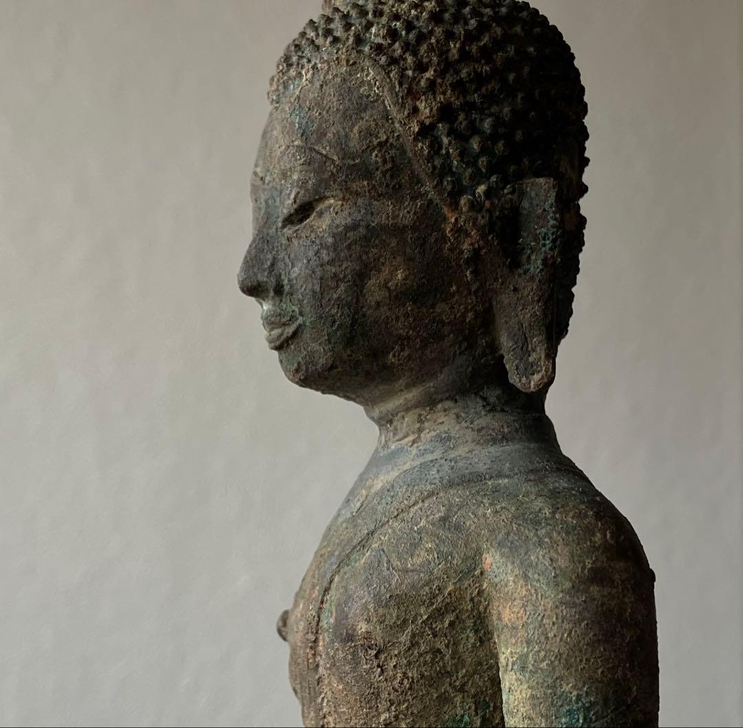 【抜群の表情 タイ青銅古仏】アユタヤ王朝初期〜中期14〜15世紀頃 骨董仏教美術