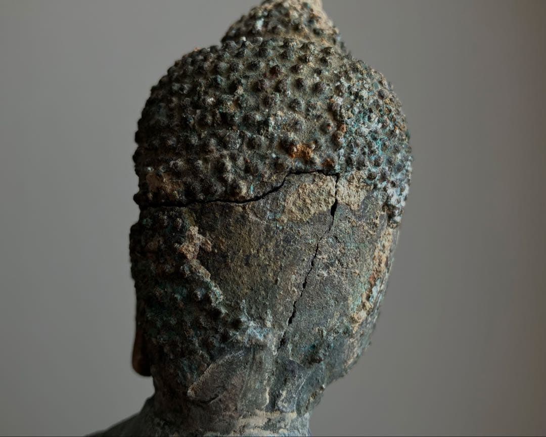 【抜群の表情 タイ青銅古仏】アユタヤ王朝初期〜中期14〜15世紀頃 骨董仏教美術