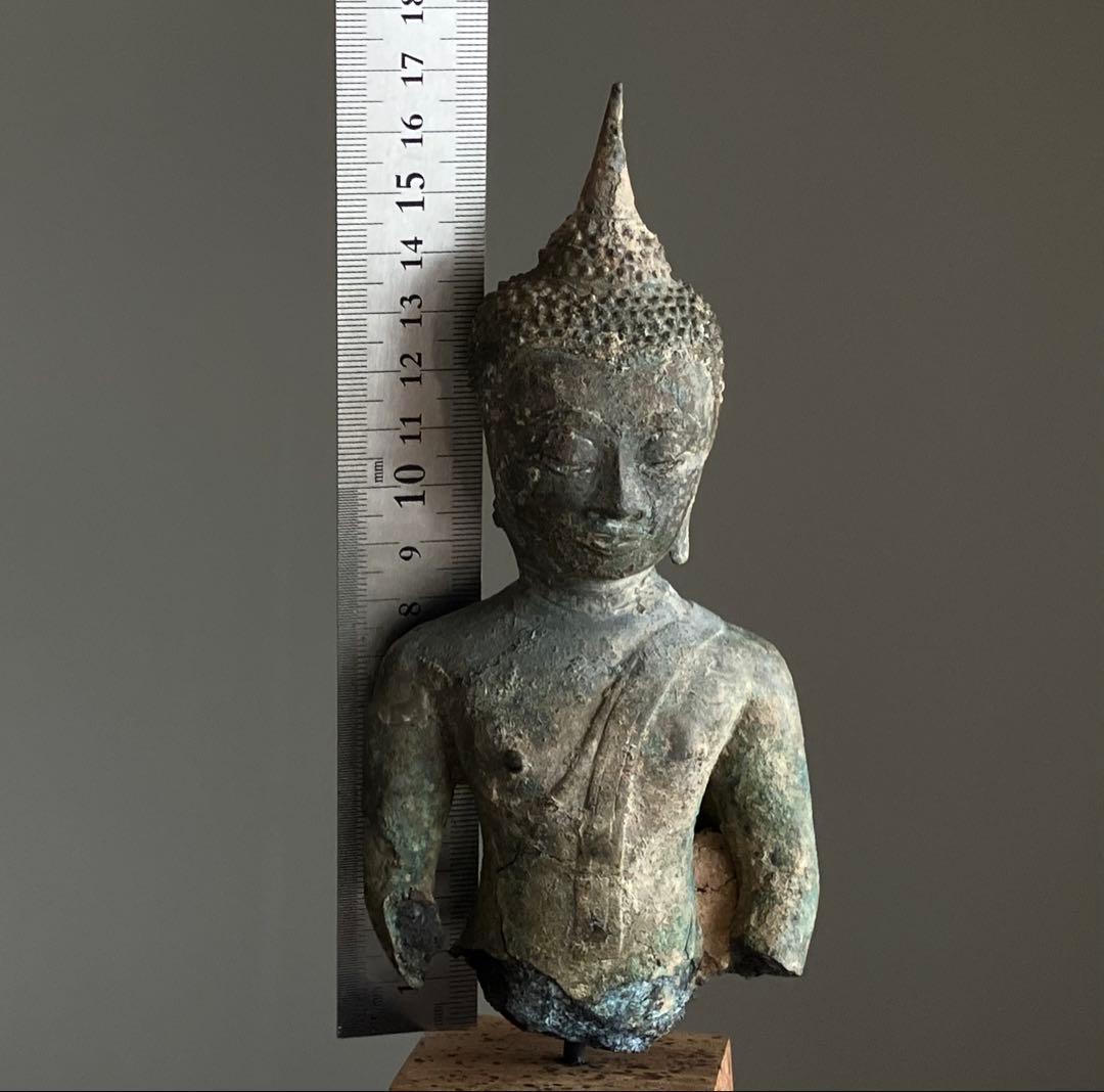 【抜群の表情 タイ青銅古仏】アユタヤ王朝初期〜中期14〜15世紀頃 骨董仏教美術