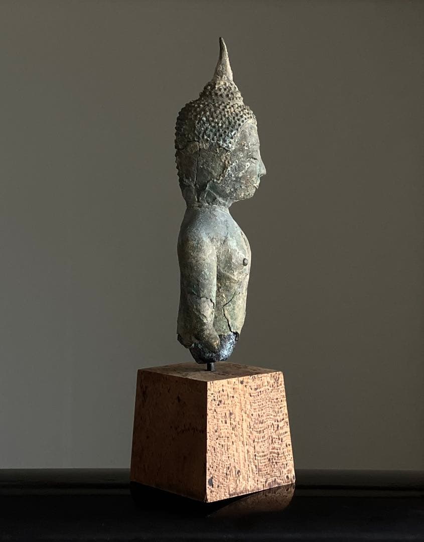 【抜群の表情 タイ青銅古仏】アユタヤ王朝初期〜中期14〜15世紀頃 骨董仏教美術