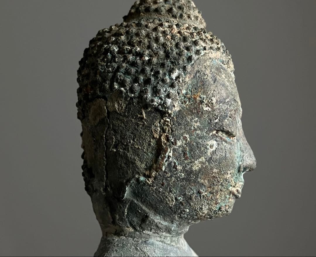 【抜群の表情 タイ青銅古仏】アユタヤ王朝初期〜中期14〜15世紀頃 骨董仏教美術