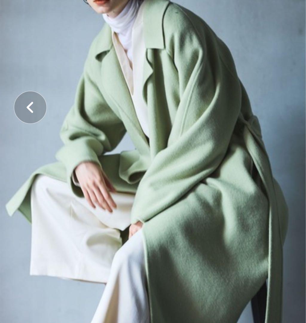 1089y 美品 ノーク ロングウールチェスターコート ライトグリーン M