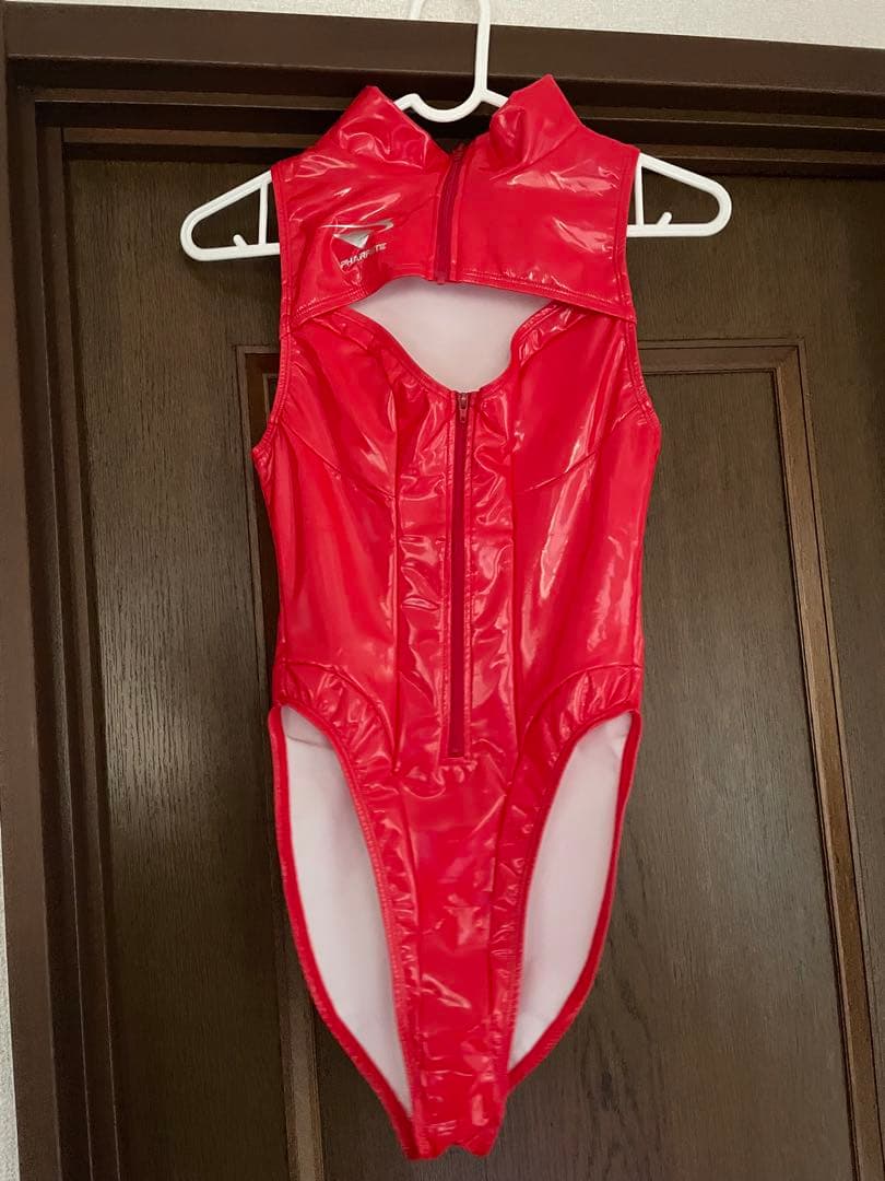 【PHARFAITE】オーロラエナメルオープンバストスイムウェア　レッド　L