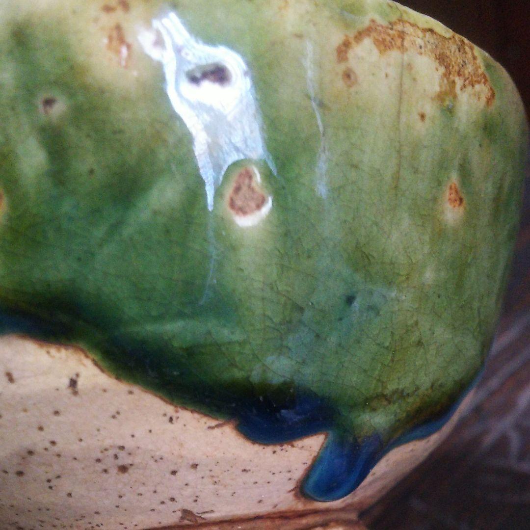 古織部水車文茶碗【桃山～江戸初期】